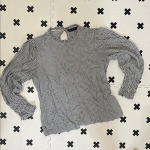 Zara Gray Ruched Cut Out Blouse with Peter Pan Collar